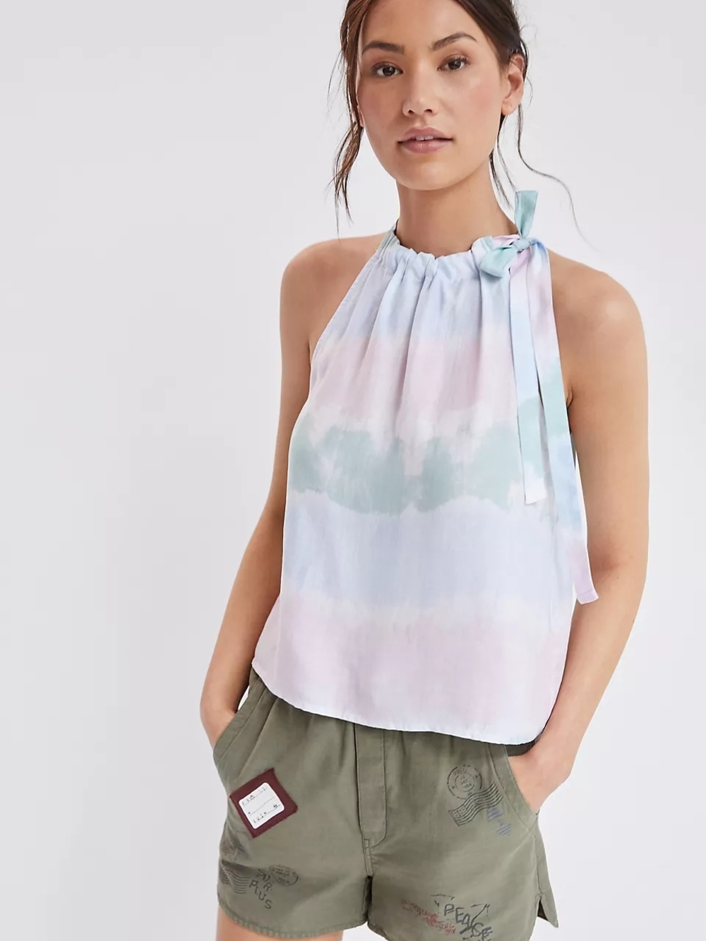 Anthropologie cloth & stone Pastel Tie-Neck Halter Camisole in Pink Blue Mint
